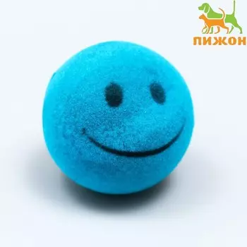 Игрушка бархатная с пищалкой "Улыбка", 4 см, голубая