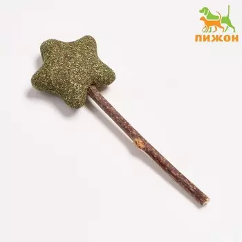 Игрушка для кошек из кошачьей мяты «Звезда» на палочке из мататаби, 13.5 см
