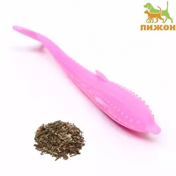 Игрушка для кошек с кошачьей мятой «Дельфин», 17 см, розовая