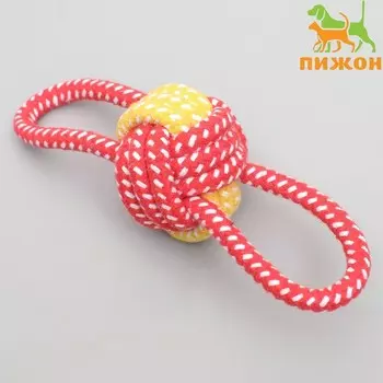 Игрушка канатная «Мяч с ручками», до 35 г, мяч 6 см, микс цветов