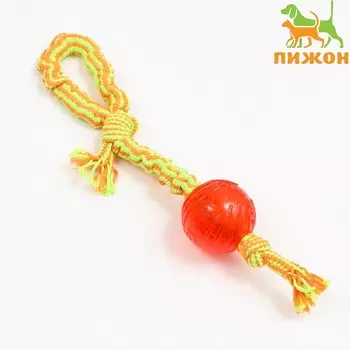 Игрушка канатная "Верёвка-пружинка" до 38 см, до 86 г, красный шар/красно-жёлтый канат