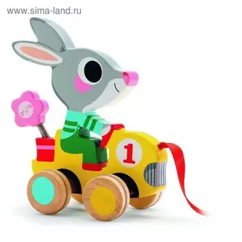 Игрушка-каталка на верёвочке «Заяц»