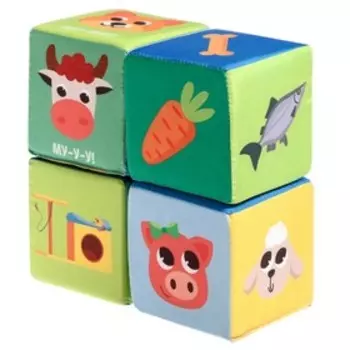Игрушка мягконабивная «Кубики: Ребятам о зверятах», 4шт, 10 10 см