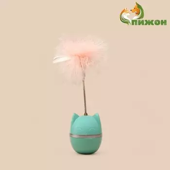 Игрушка-неваляшка «Перьевой взрыв» для кошек, 20 см, голубая