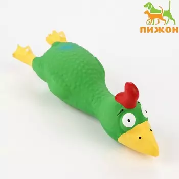 Игрушка пищащая для собак из латекса «Петух», 18 см, зелёная