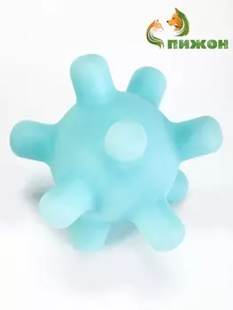 Игрушка пищащая для собак «Вирусный мяч», 6.5 см, голубой