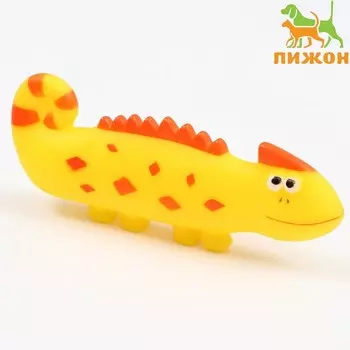 Игрушка пищащая «Хамелеон» для собак, 19 см, жёлтая