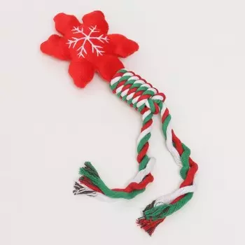 Игрушка для собак мягкая пищащая «Снежинка» с канатом, 32 см