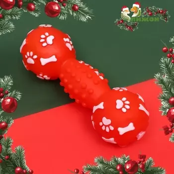 Игрушка для собак, пищащая, «Кость» красная 12.5 см