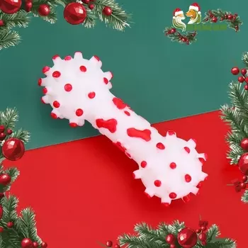 Игрушка пищащая "Новогодняя кость" для собак, белая, 12 см