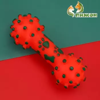 Игрушка пищащая "Новогодняя кость" для собак, красная, 12 см