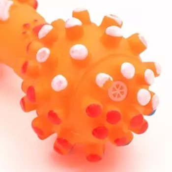 Игрушка пищащая увеличенная "Гантель с лапками" для собак, 16,5 x 6 см, оранжевая