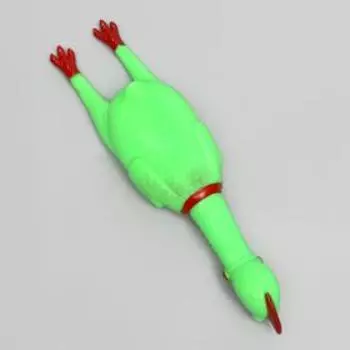 Игрушка пищащая "Задумчивая курица" для собак, 28 см, ярко-зелёная