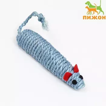 Игрушка сизалевая «Длинная мышь», 14.5 см, синяя