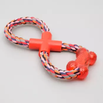 Игрушка тренировочная канатная «Восьмёрка с косточкй», до 25 см до 135 г, микс цветов