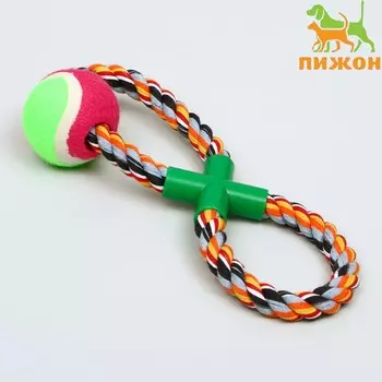 Игрушка тренировочная канатная «Восьмёрка с мячом», до 28 см, до 170 г, микс цветов