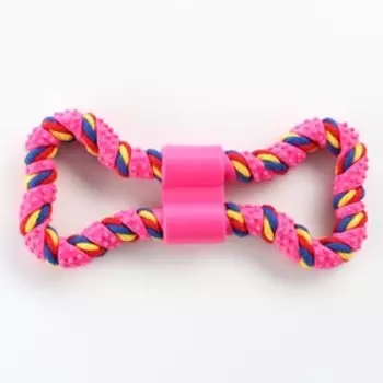 Игрушка витая из резины и каната «Мегакость», 19.5 см, розовая