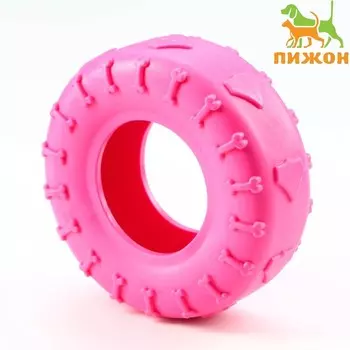 Игрушка жевательная для собак "Шина" 9 см, розовая