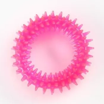 Игрушка жевательная для собак «Игольчатое кольцо», 9 см, розовая