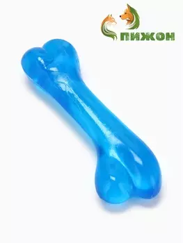 Игрушка жевательная «Косточка классическая», прозрачная, PVC, 12.3 см, синяя