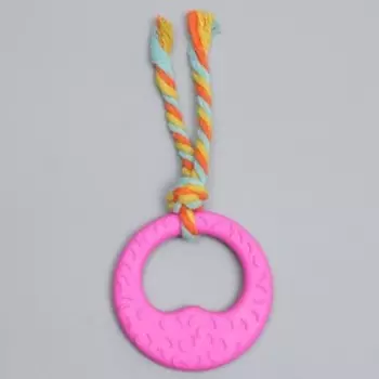 Игрушка жевательная с канатом "Гиря", розовая