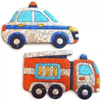 Игрушки на магнитах с фольгой «Пожарная и полицейская машины»