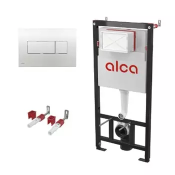Инсталляция Alcadrain AM101/1120-3:1 RU для унитаза, с хром клавишей смыва M371