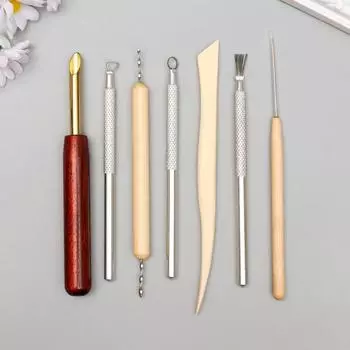 Инструменты для творчества набор 7 шт., дерево, металл, 14 см 20.88 см