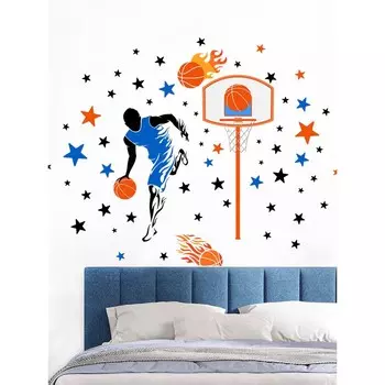Интерьерные наклейки "Баскетбол" 38х130 см синий
