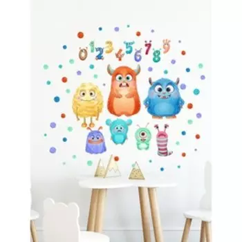 Интерьерные наклейки "Монстры" 28х130 см разноцветный