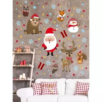 Интерьерные наклейки "Новогодние" 36х128 см красный