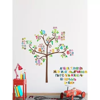Интерьерные наклейки "Обучающее дерево" 52х130 см разноцветный