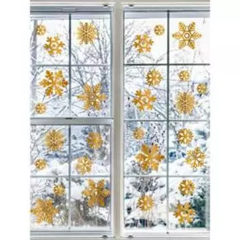 Интерьерные наклейки "Снежинки" 16х85 см золото