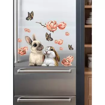 Интерьерные наклейки "Зайки" 38х58 см серый