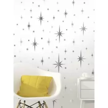 Интерьерные наклейки "Звезды" 15,5х120 см серебристый