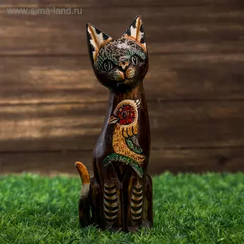 Интерьерный сувенир "Кошка с птичкой" 30 см