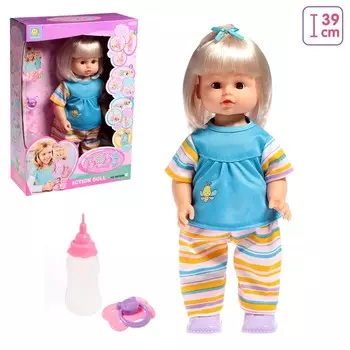 Интерактивный пупс «Даша», садится, встаёт, плачет, звуковые функции, с аксессуарами, в голубом