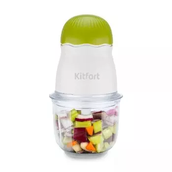 Измельчитель Kitfort КТ-3064-2, стекло, 150 Вт, 0.3 л, бело-салатовый