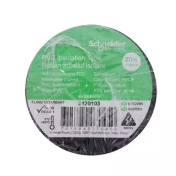 Изолента Schneider Electric, ПВХ, 19 мм х 20 м, 130 мкм, 8 штук, чёрная
