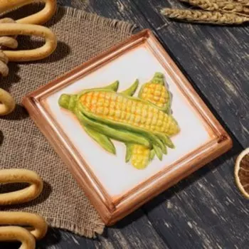 Изразец "Кукуруза-декор", ярославская майолика, 15х15 см