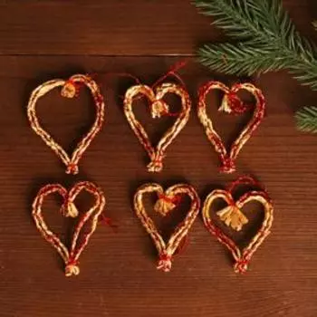 Эко-декор "Сердечки", бордо, 6 шт. в наборе
