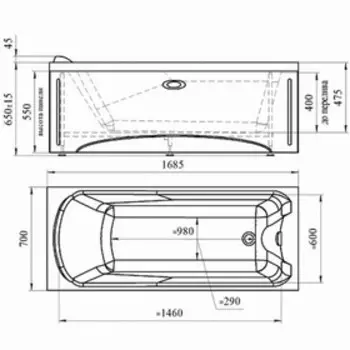 Экран для ванны фронтальный RADOMIR 1-21-0-0-9-029 "Ларедо 3", без ложементов