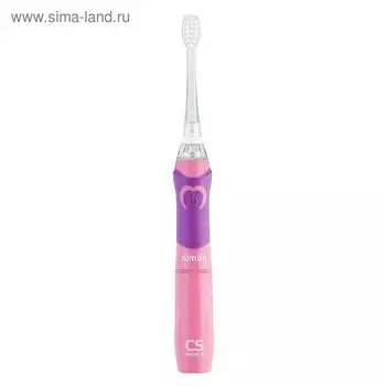 Электрическая зубная щётка CS Medica CS-562 Junior, звуковая, 16000 дв/мин, 2 насадки, роз.