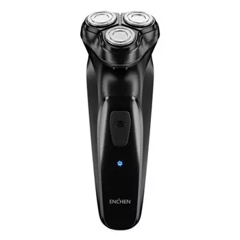Электробритва Enchen BlackStone-C Black, 5 Вт, роторная, 3 головки, сухое бритьё, от АКБ