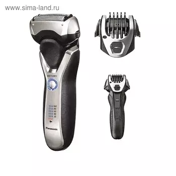 Электробритва Panasonic ES-RT77-S520, сеточная, сухое/влажное бритьё, чёрно-серебристая