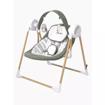 Электронные качели детские AmaroBaby Wooden Swing, цвет хаки