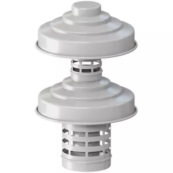 Элемент дымохода ROMMER RCA-6010-000334, оголовок, d=60/100мм, ветрозащита, алюминий, белый