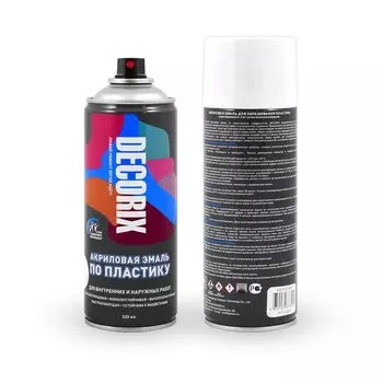 Эмаль – аэрозоль акриловая DECORIX A21, по пластику, цвет белый глянцевый, 520 мл