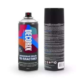 Эмаль – аэрозоль акриловая DECORIX A01, по пластику, цвет чёрный глянцевый, 520 мл