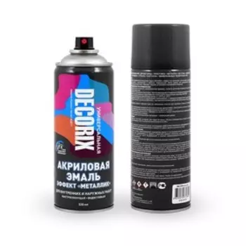 Эмаль – аэрозоль акриловая DECORIX №1139, с эффектом «металлик», цвет чёрный